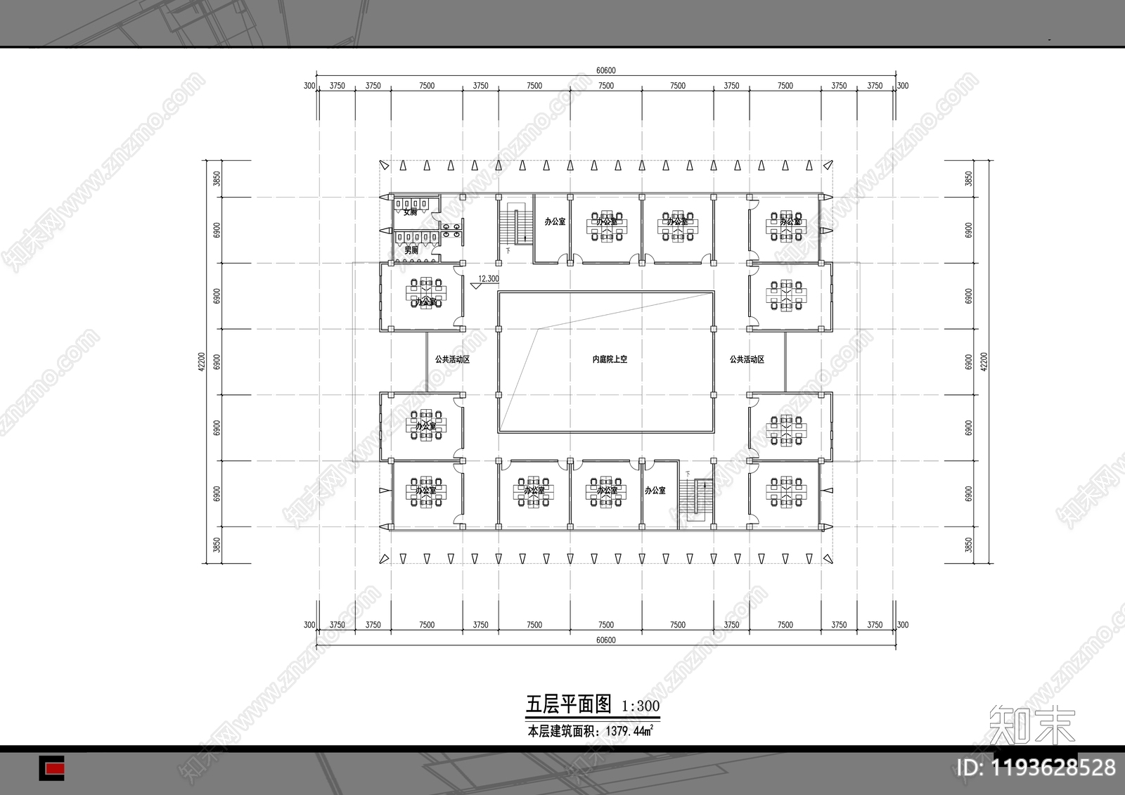 现代办公楼建筑cad施工图下载【ID:1193628528】