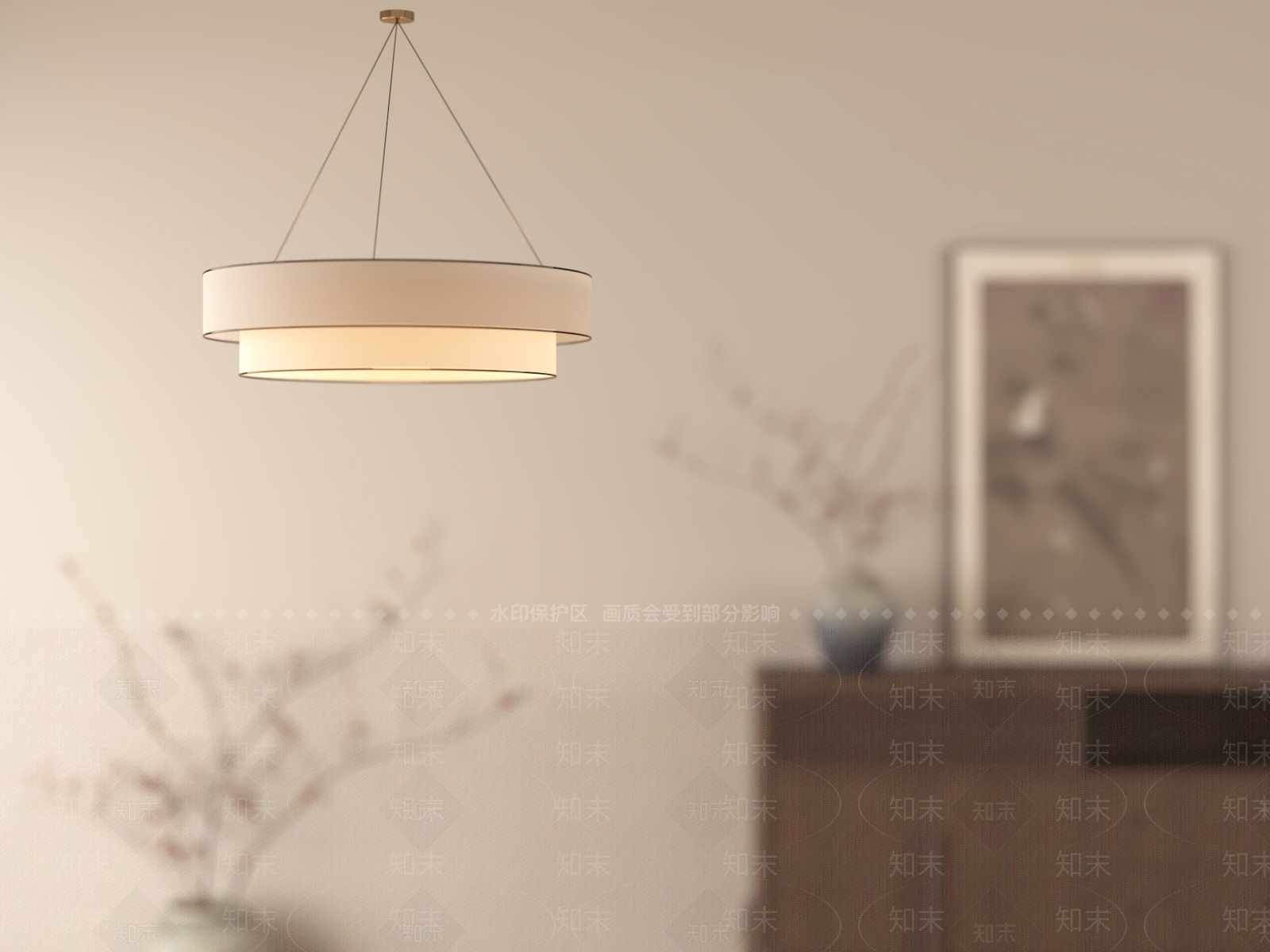 新中式禅意卧室吊灯3D模型下载【ID:1193629014】