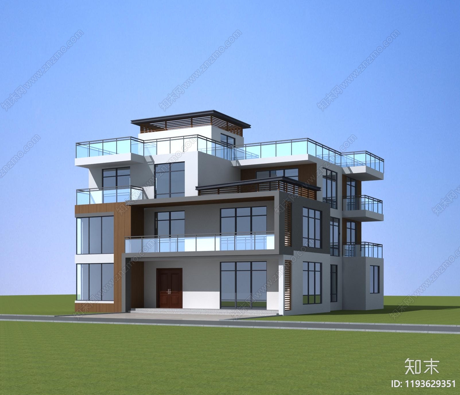 现代简约别墅建筑施工图下载【ID:1193629351】