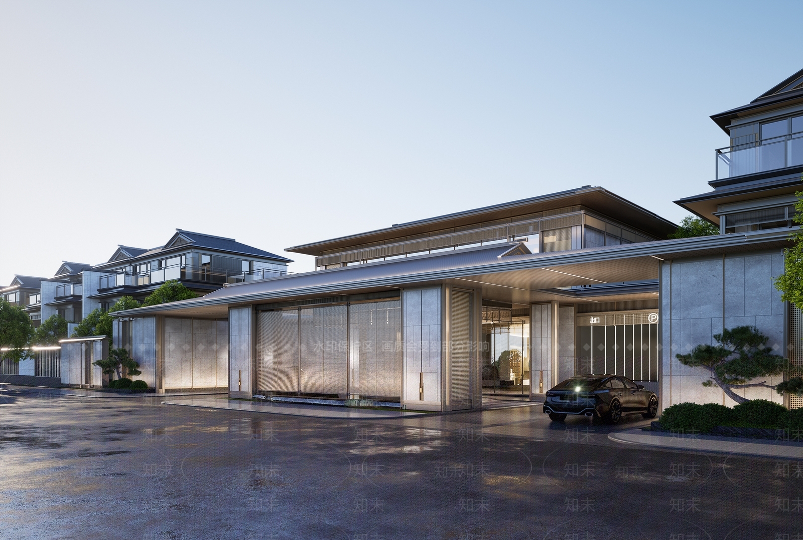新中式小区建筑SU模型下载【ID:1193629253】