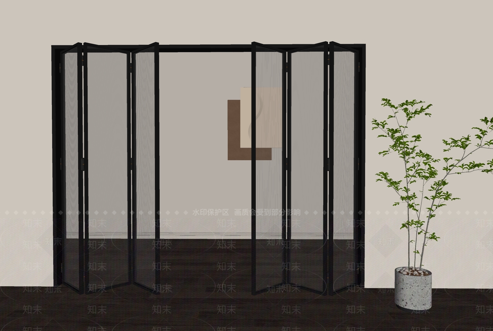 现代折叠门SU模型下载【ID:1193630704】