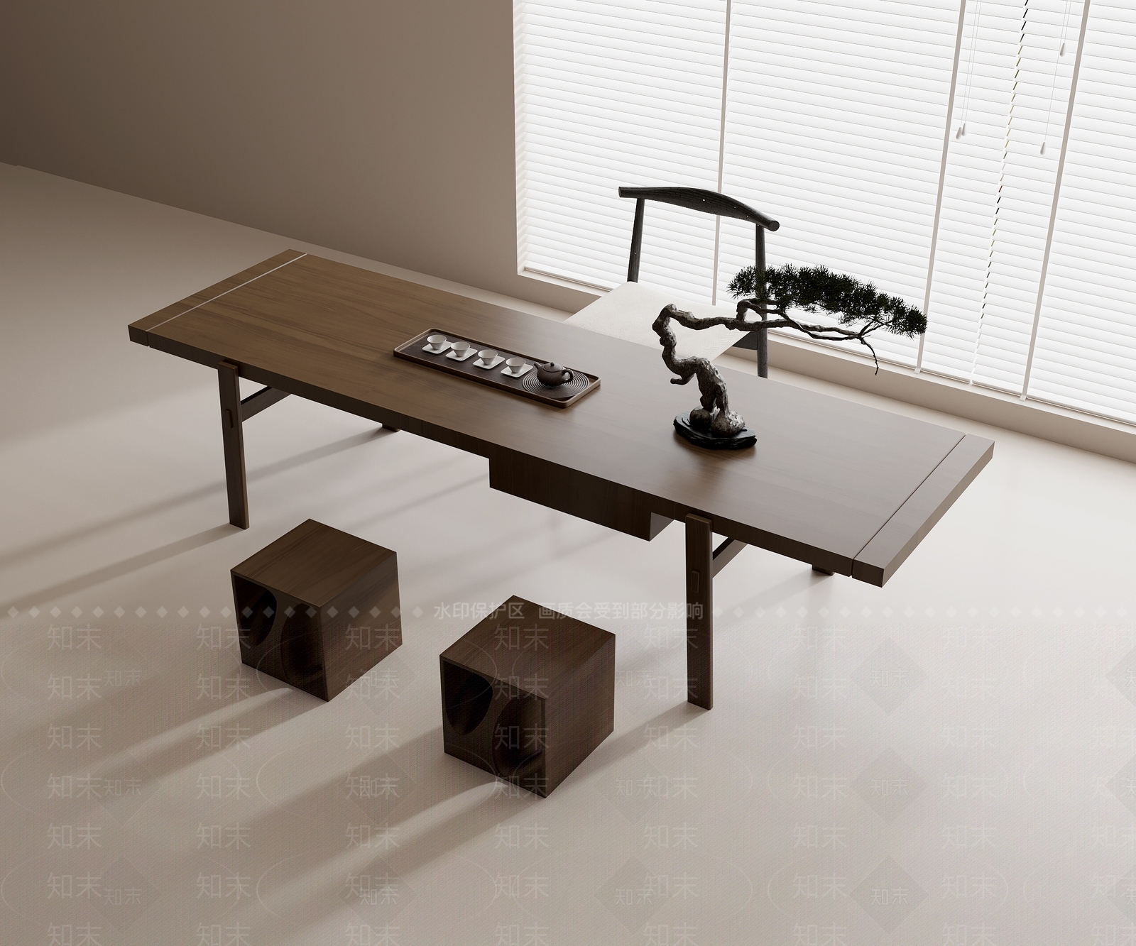 现代茶桌椅3D模型下载【ID:1193633657】