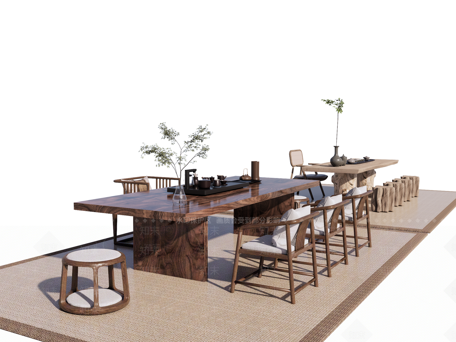新中式中式茶桌椅SU模型下载【ID:1193634658】