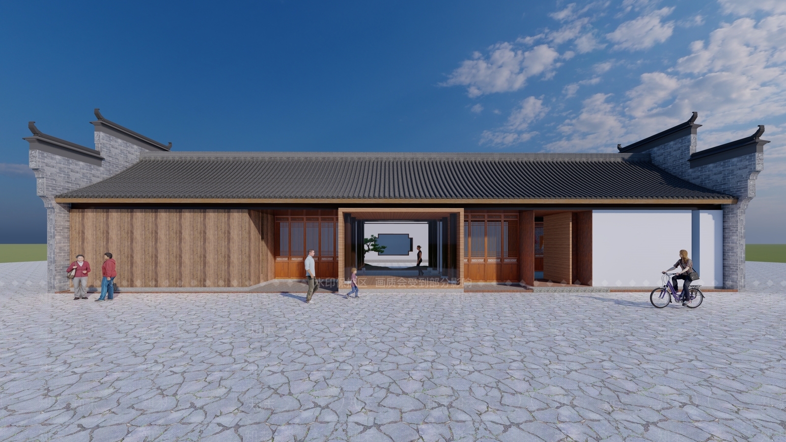 新中式古建筑SU模型下载【ID:1193635382】