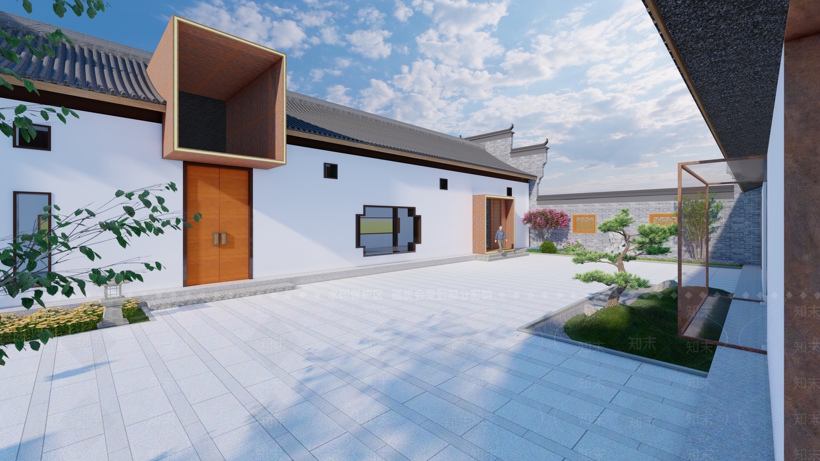 新中式古建筑SU模型下载【ID:1193635382】