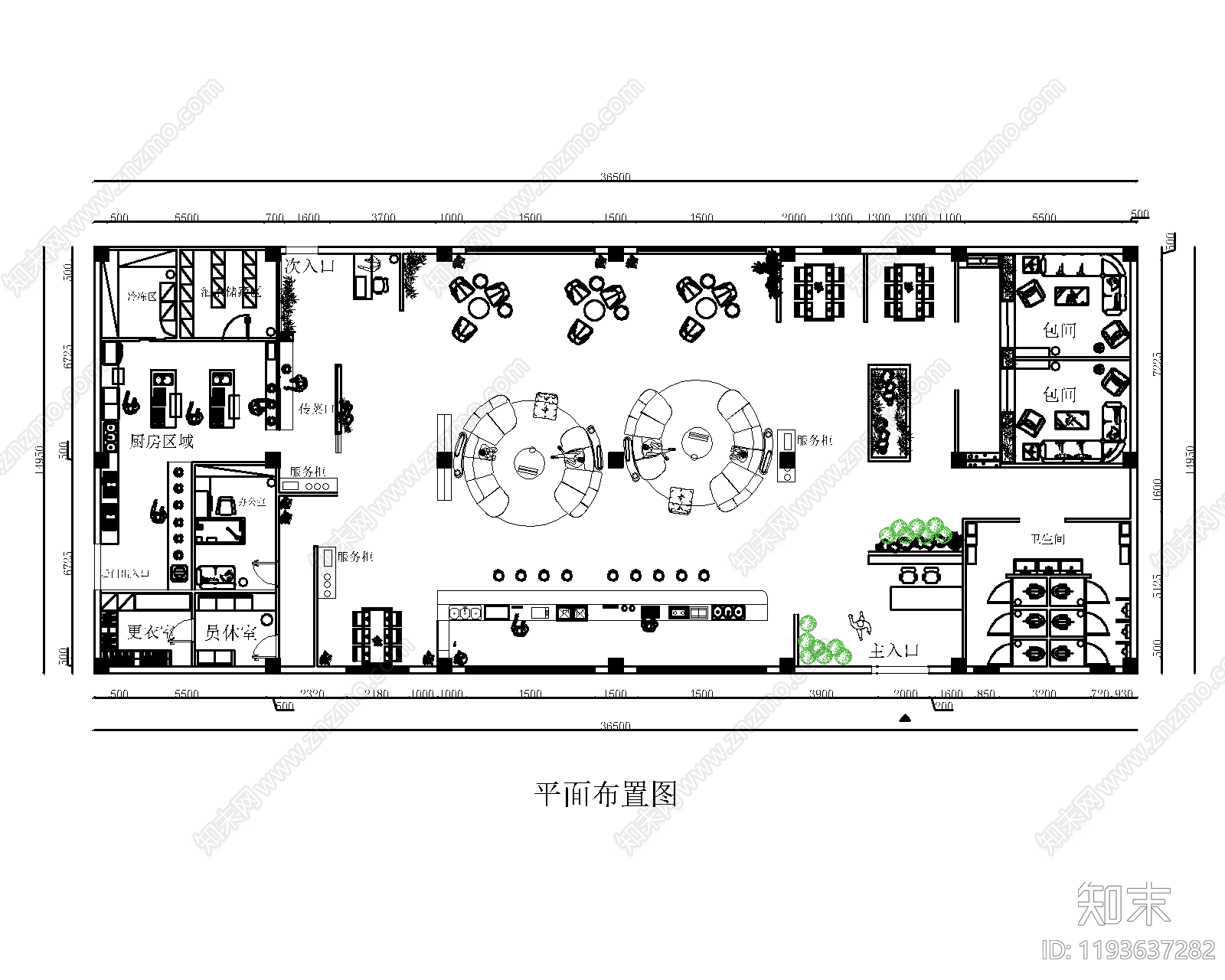 新中式中式中餐厅施工图下载【ID:1193637282】