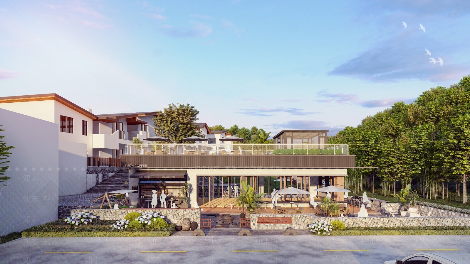 现代新中式乡村庭院SU模型下载【ID:1198985775】