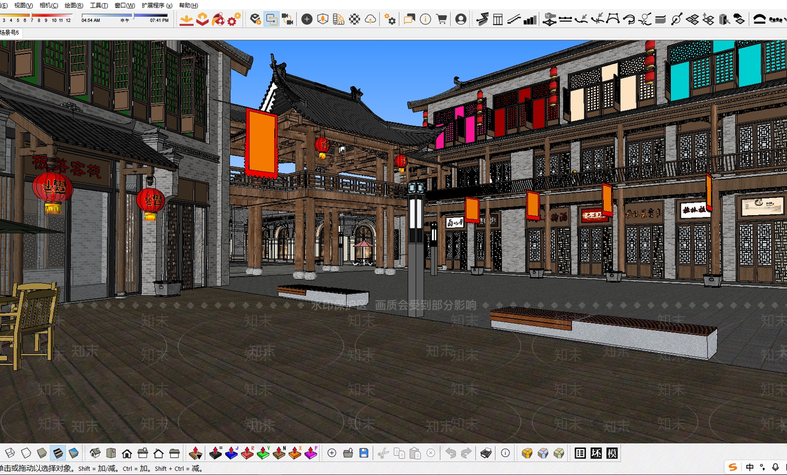现代新中式商业景观SU模型下载【ID:1193641880】