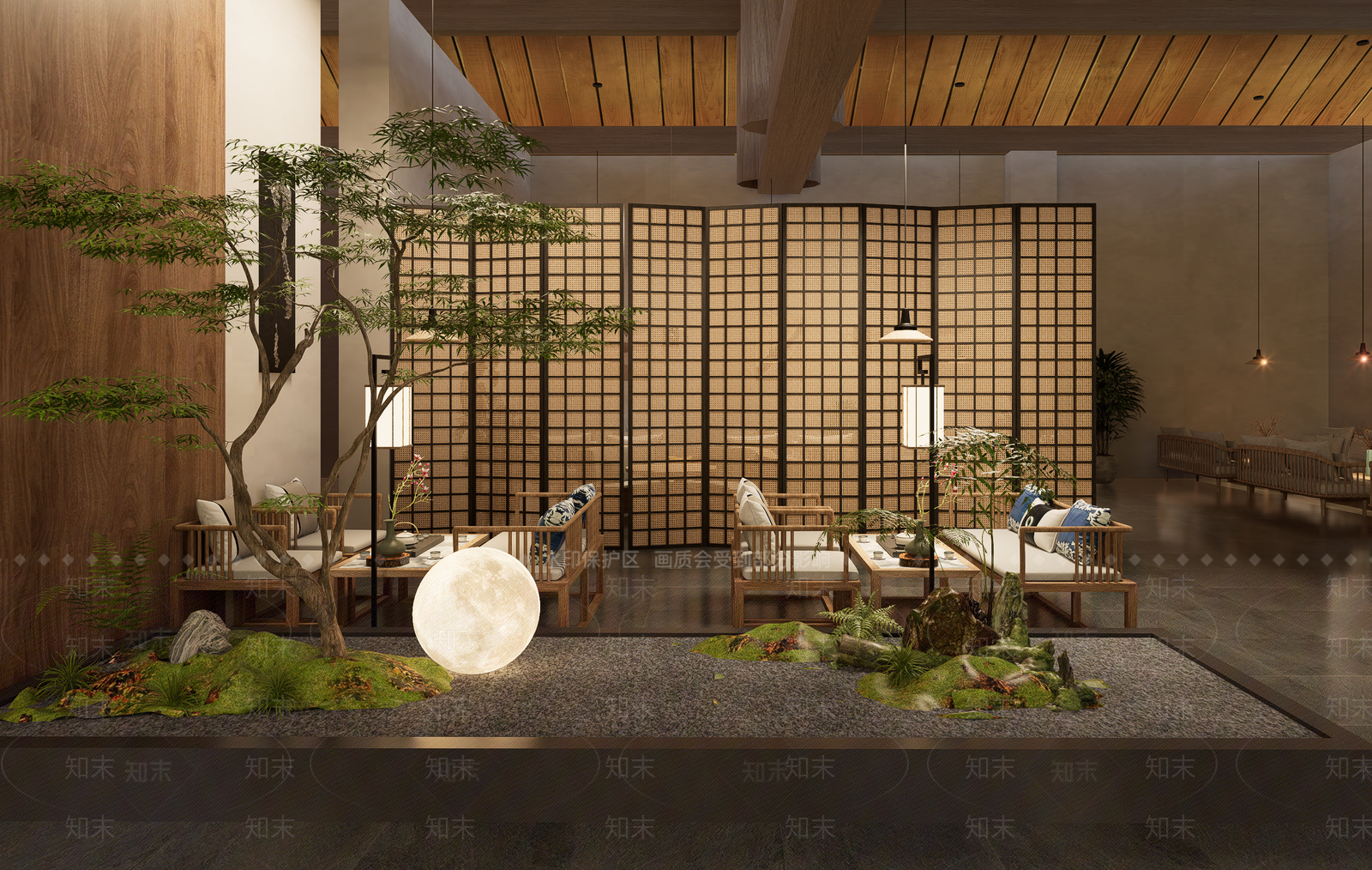 新中式侘寂茶馆SU模型下载【ID:1193643143】