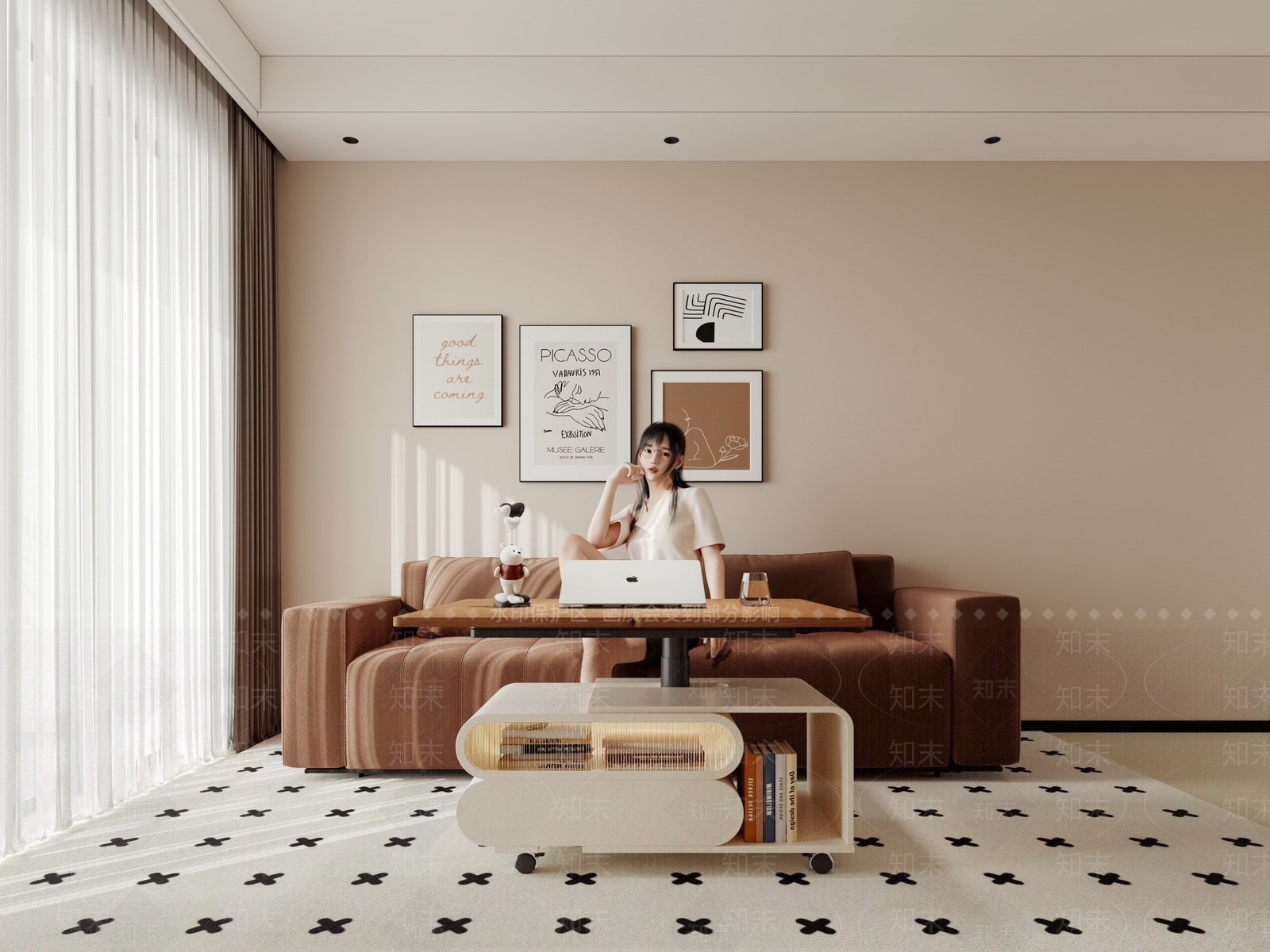 现代奶油茶几3D模型下载【ID:1193644611】