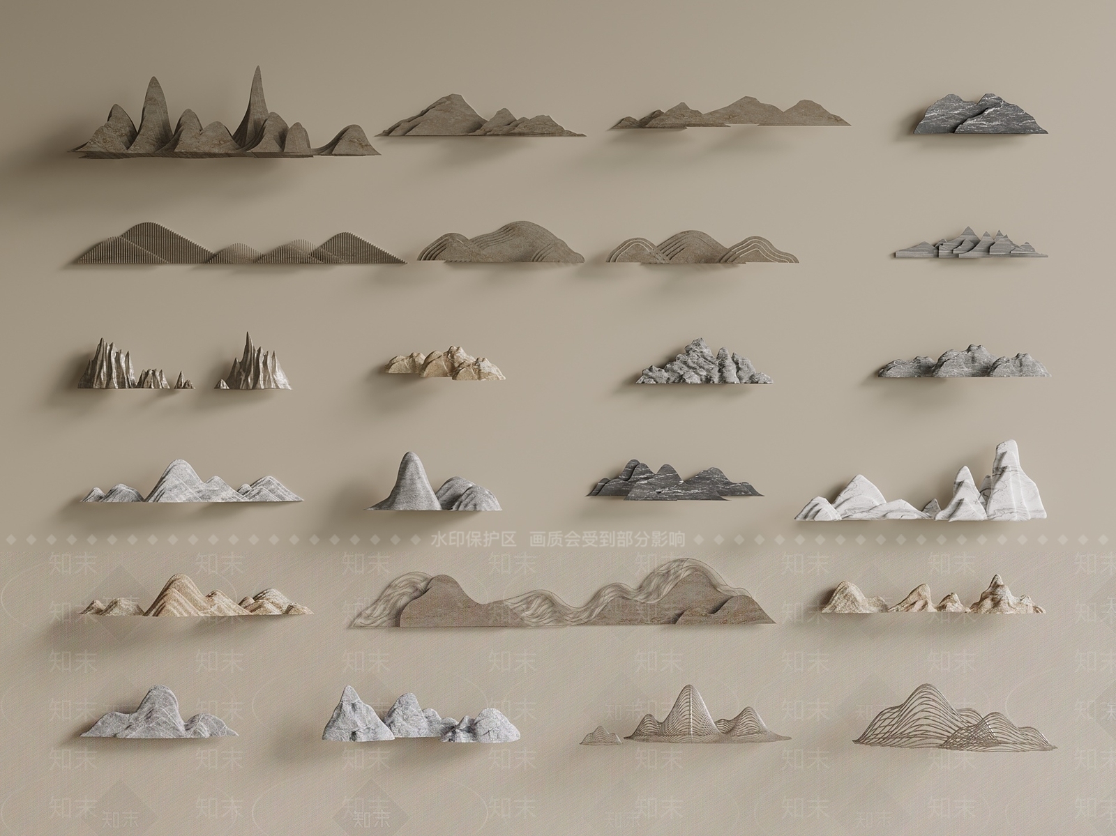 新中式现代石头3D模型下载【ID:1193648023】