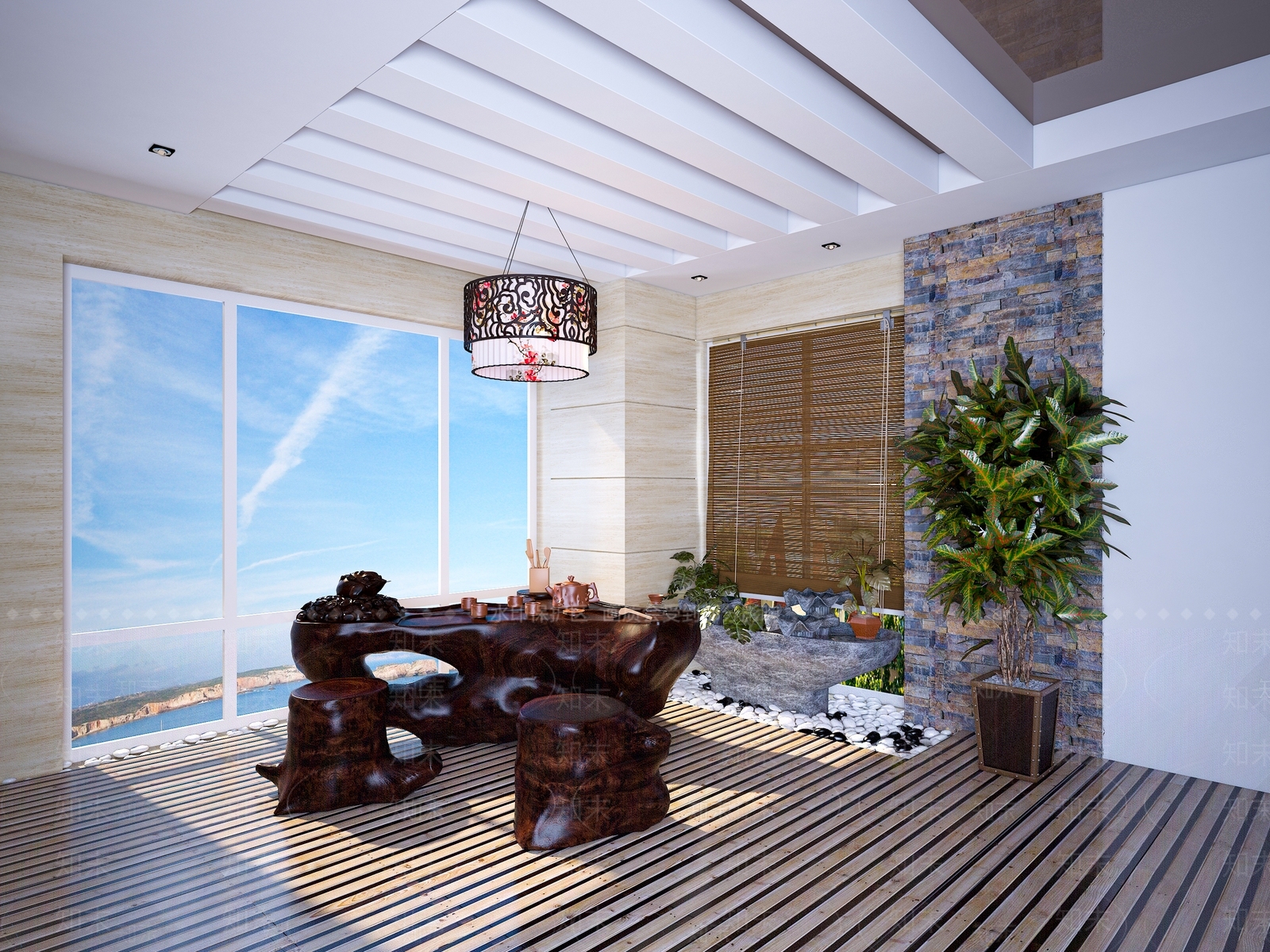 新中式中式茶室3D模型下载【ID:1193645909】