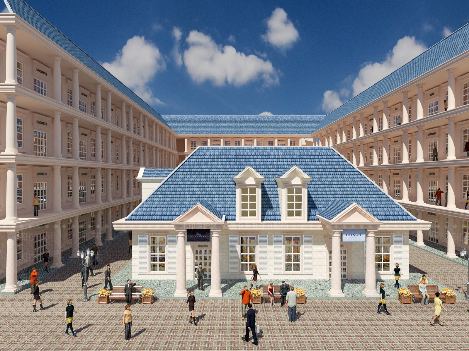 现代欧式商业街3D模型下载【ID:1193651289】