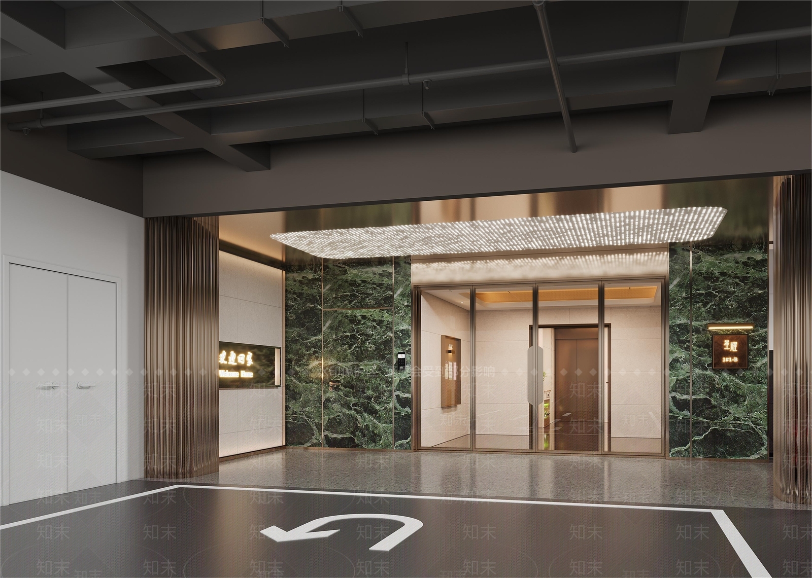 现代室内停车场3D模型下载【ID:1193657354】