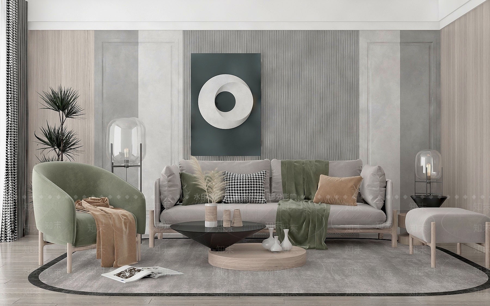 北欧沙发茶几组合3D模型下载【ID:1193663052】