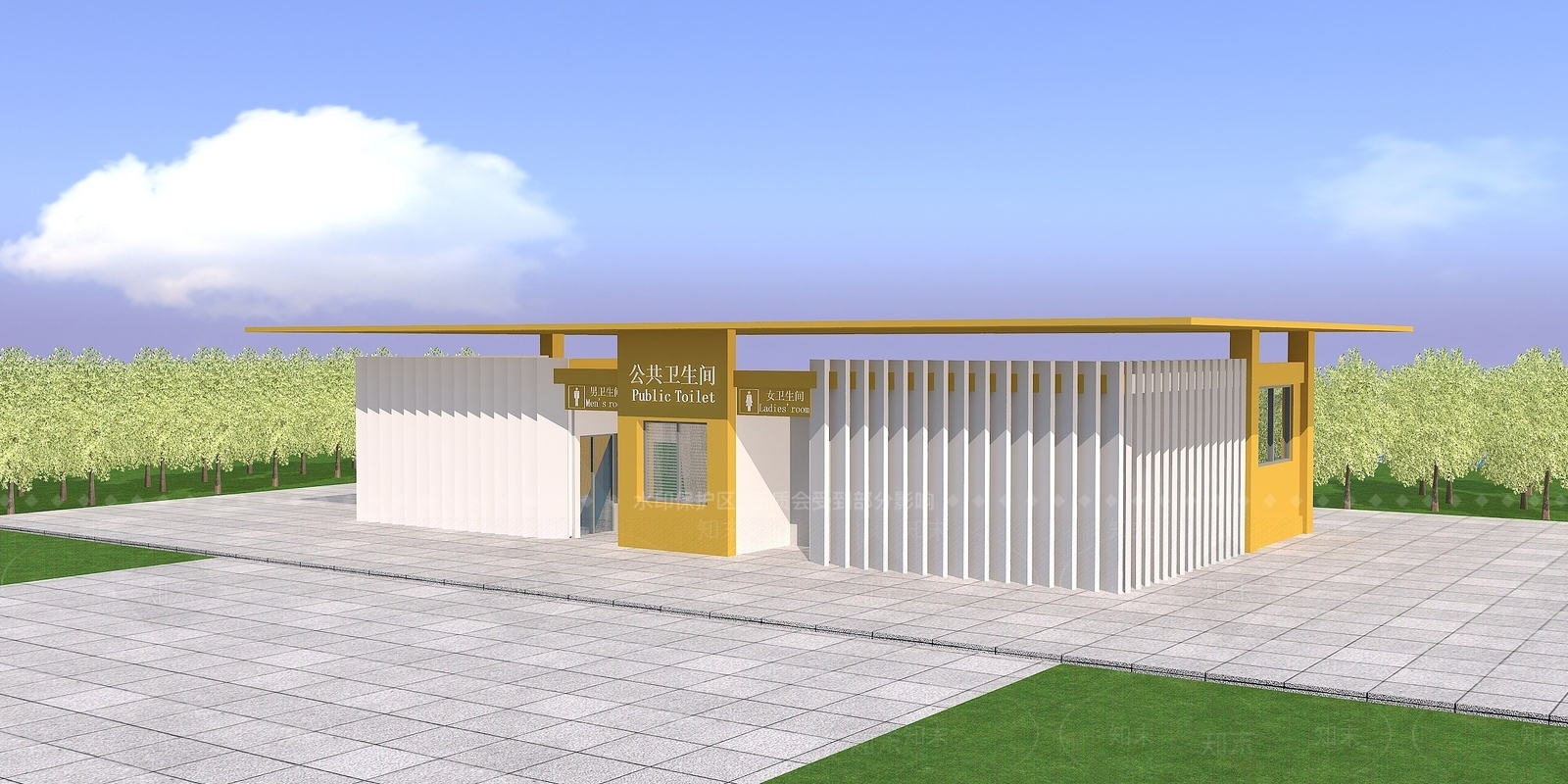 现代公厕建筑3D模型下载【ID:1193663573】