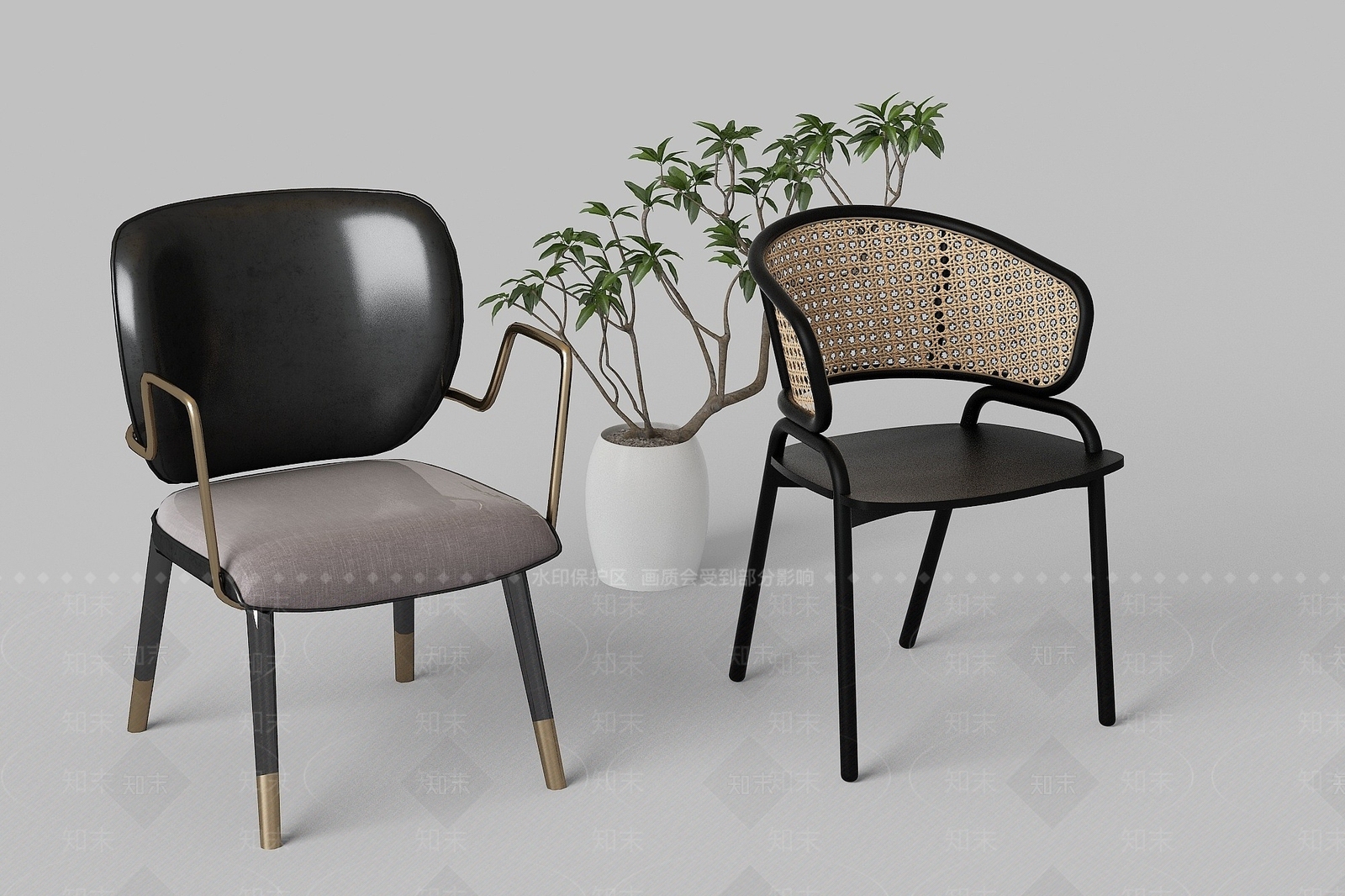 现代单椅组合3D模型下载【ID:1193670088】