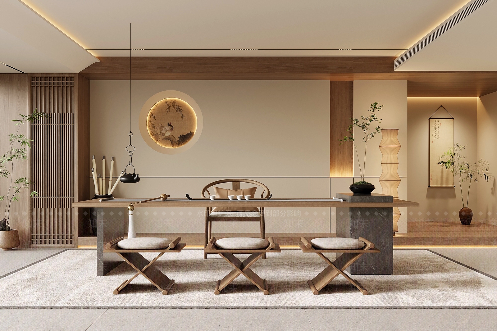 新中式中式茶室3D模型下载【ID:1193672350】