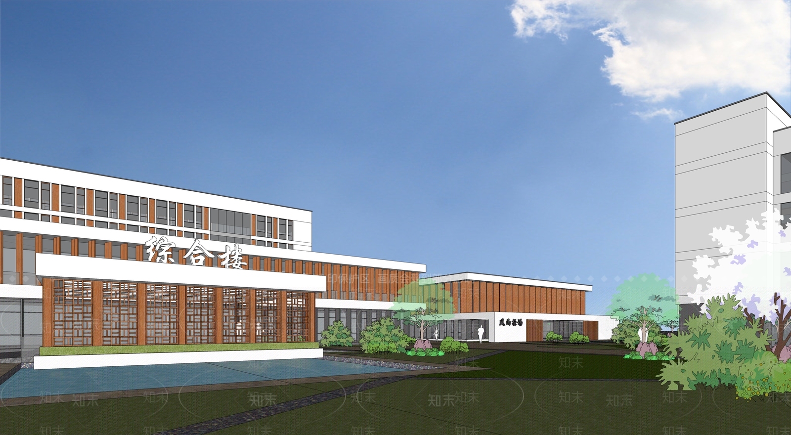 现代学校建筑SU模型下载【ID:1193672349】