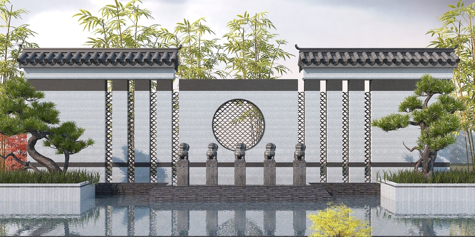 中式园林景观墙3D模型下载【ID:1193674984】