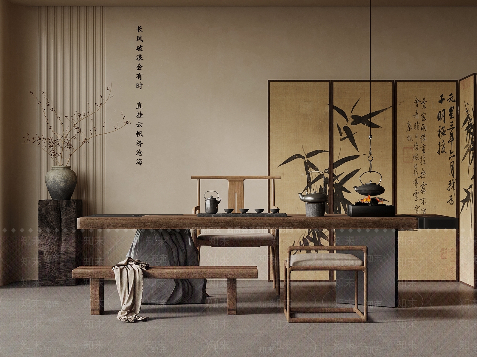 新中式中式茶室3D模型下载【ID:1193675369】