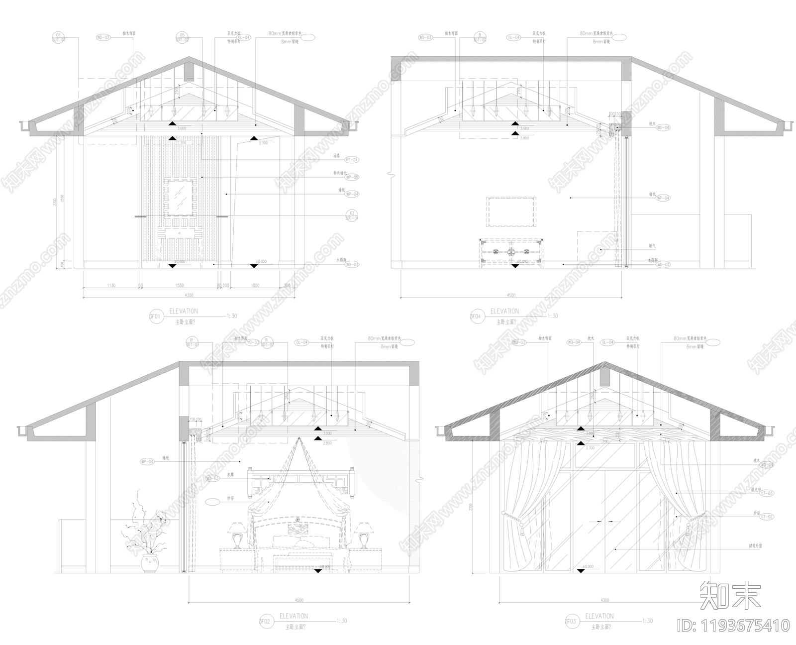 卧室施工图下载【ID:1193675410】