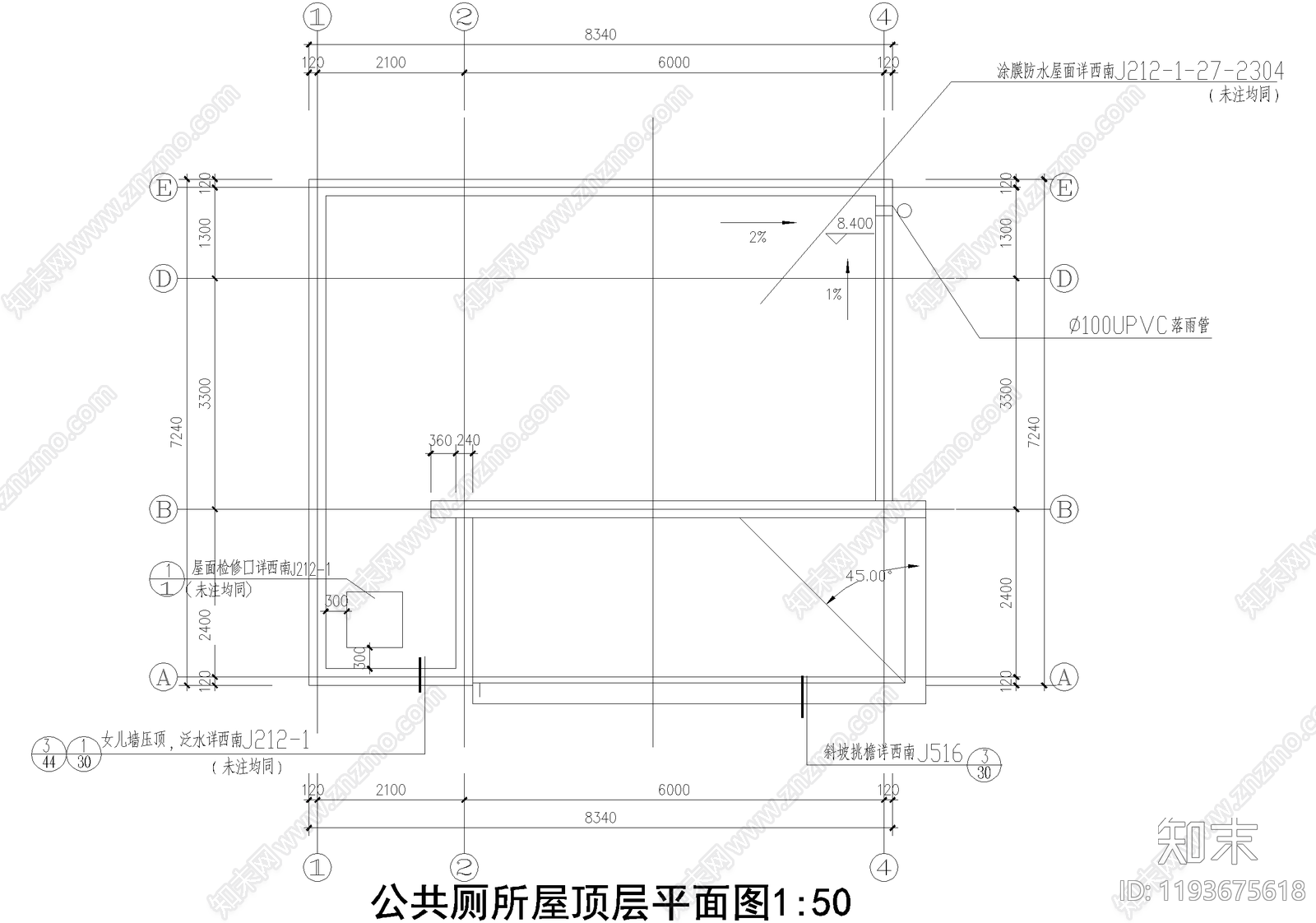 公厕cad施工图下载【ID:1193675618】