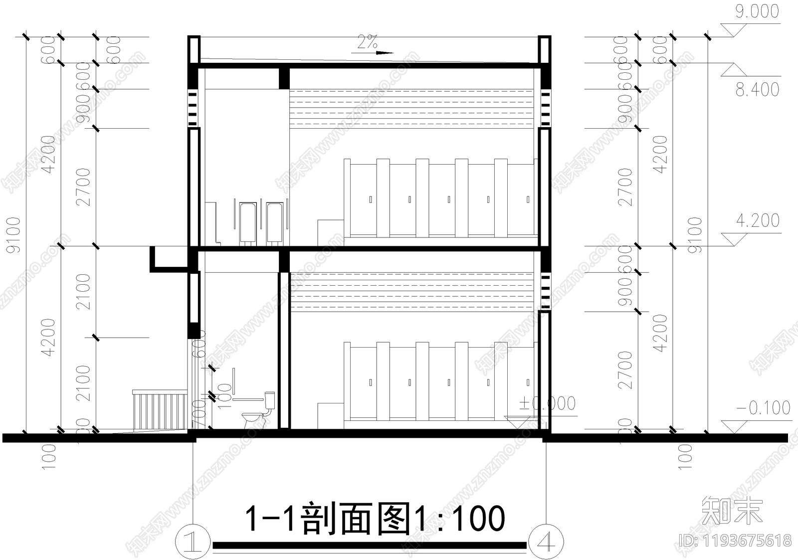 公厕cad施工图下载【ID:1193675618】