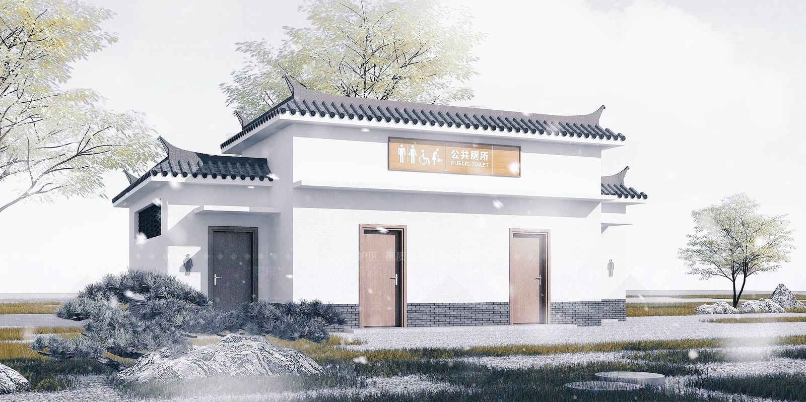 中式公厕3D模型下载【ID:1193676070】