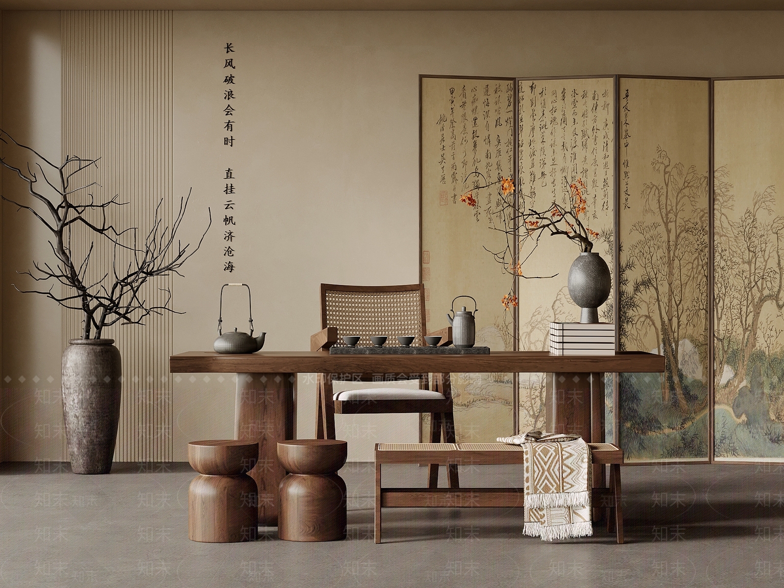 新中式中式茶室SU模型下载【ID:1193679452】