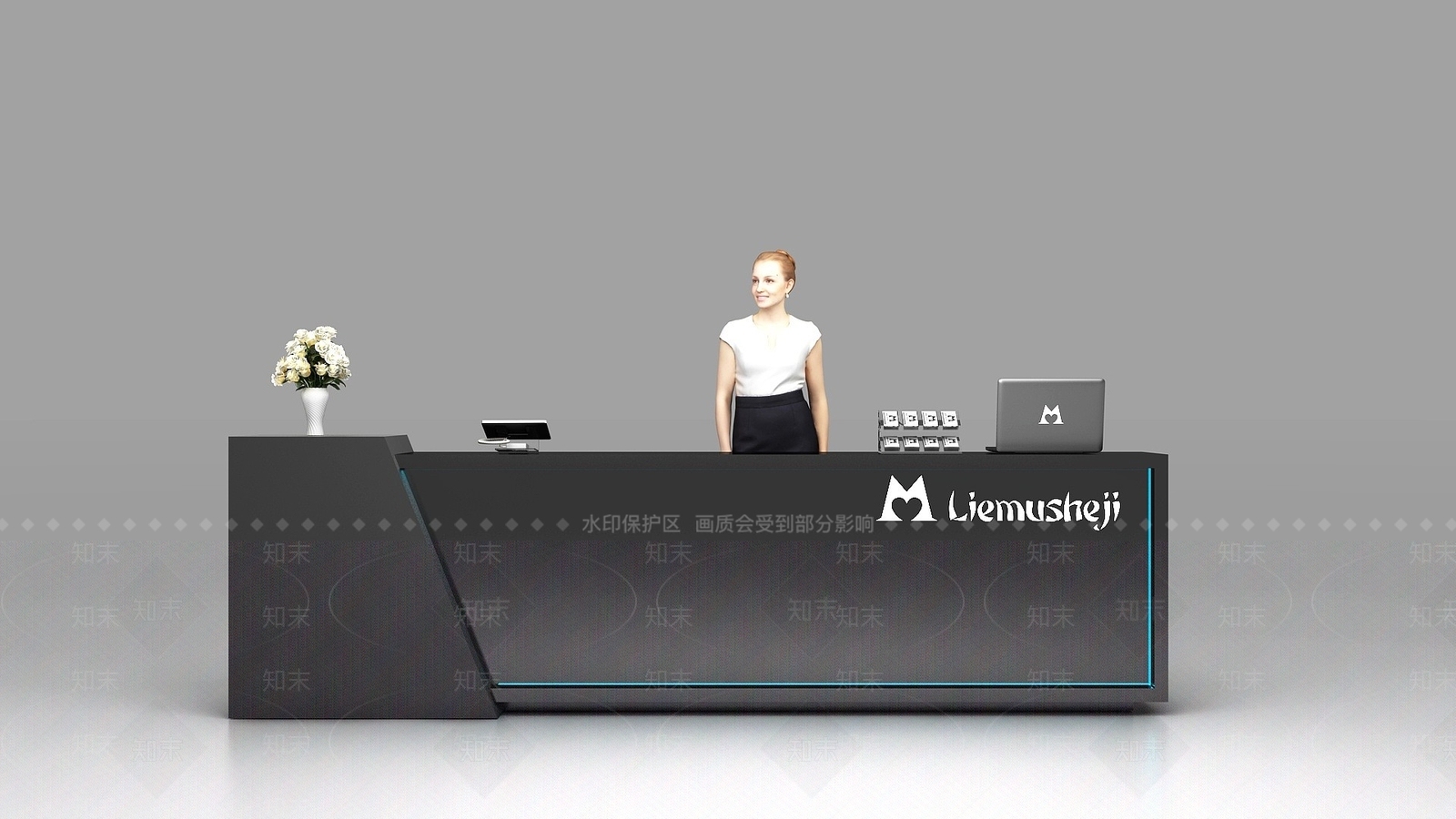 现代接待吧台3D模型下载【ID:1193679871】