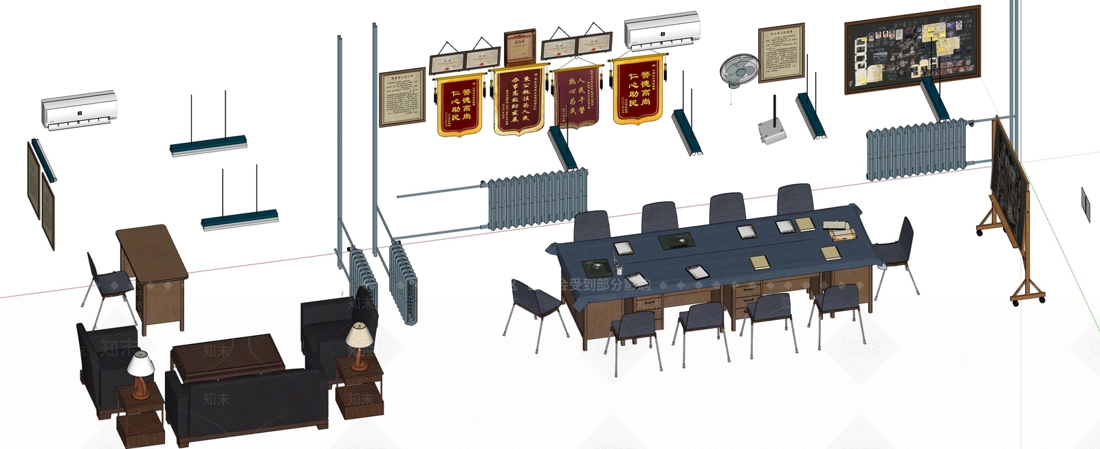 现代复古会议室SU模型下载【ID:1193680026】