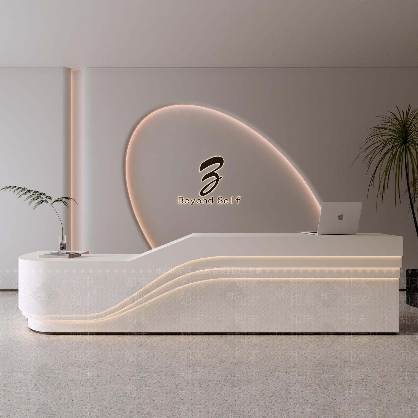 现代奶油前台3D模型下载【ID:1193685892】