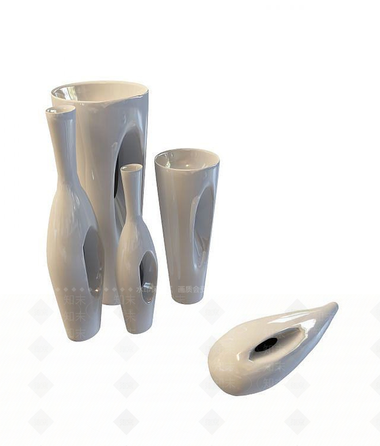 现代瓷器花瓶3D模型下载【ID:1193686307】