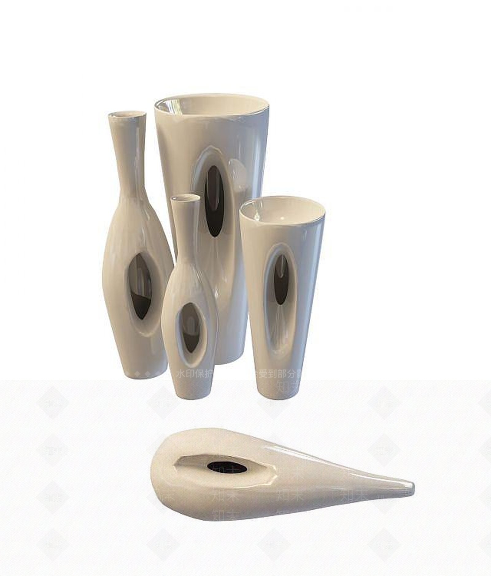 现代瓷器花瓶3D模型下载【ID:1193686307】
