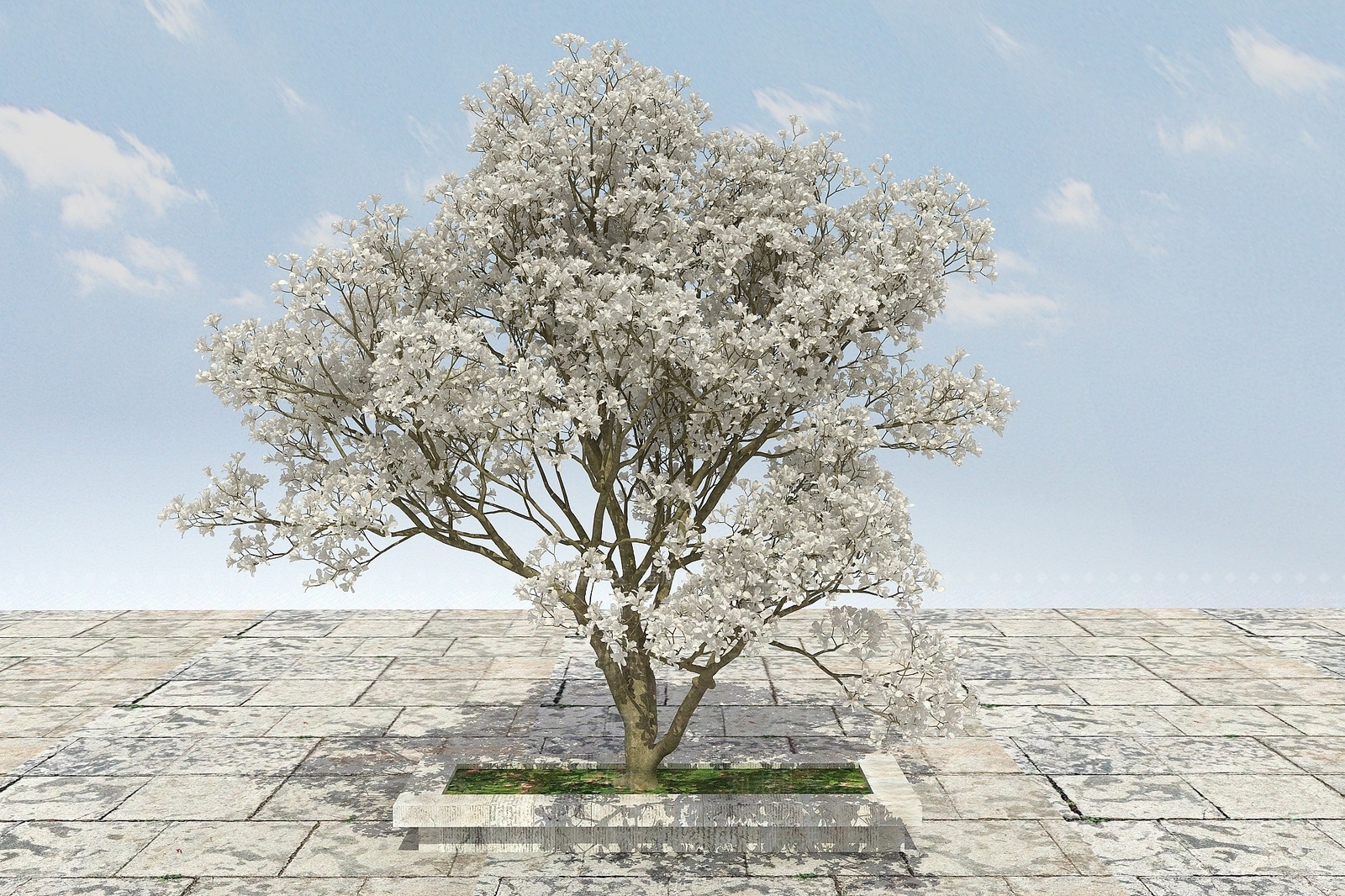 现代大树开花植物3D模型下载【ID:1193687567】