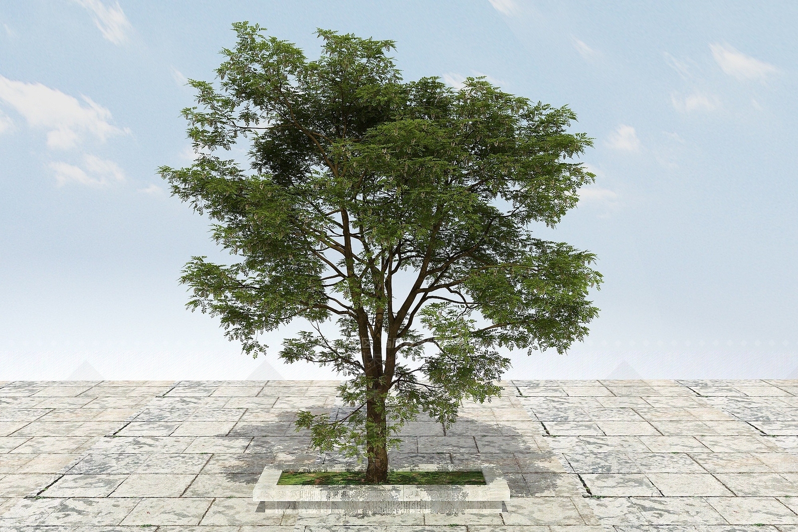 现代大树开花植物3D模型下载【ID:1193687768】
