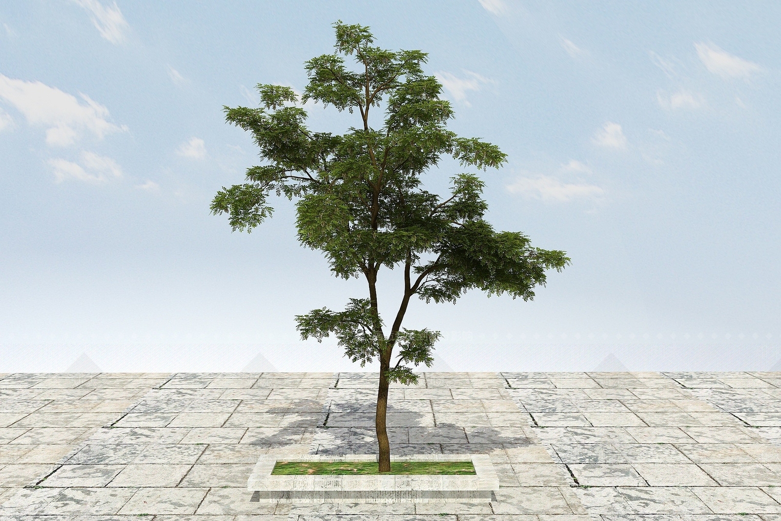 现代大树开花植物3D模型下载【ID:1193687944】