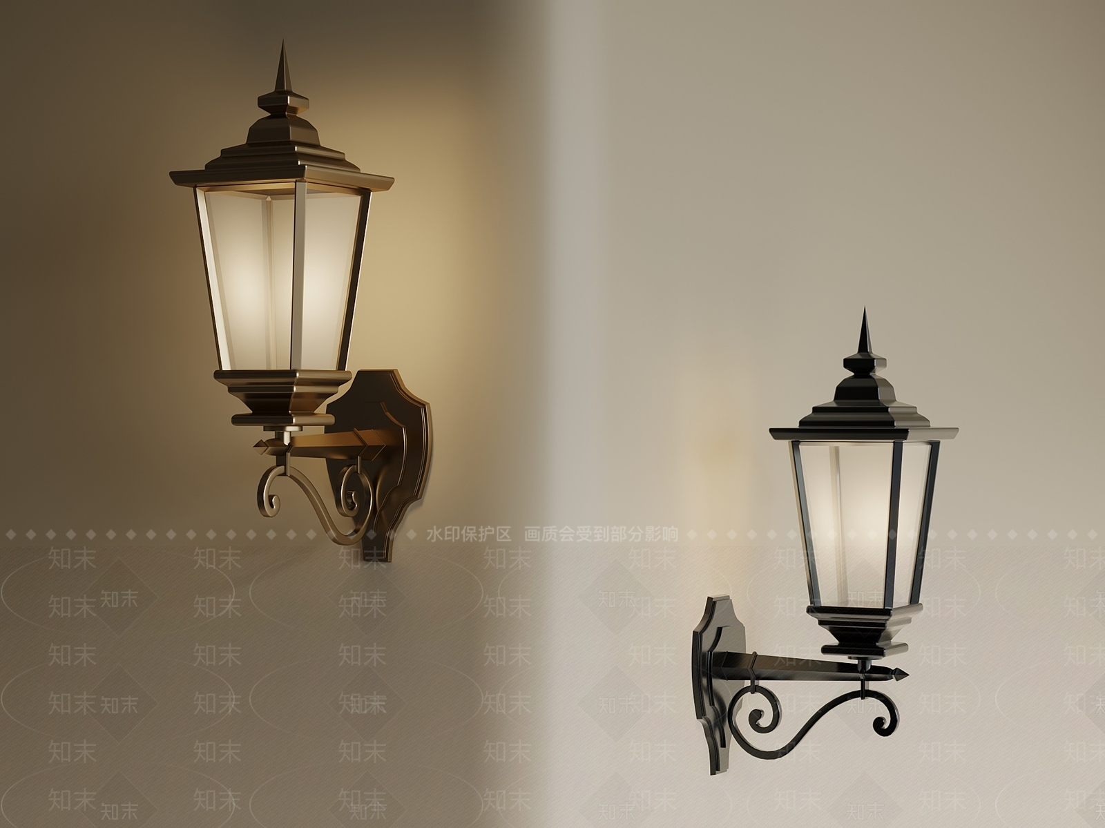 法式欧式景观壁灯SU模型下载【ID:1193691163】