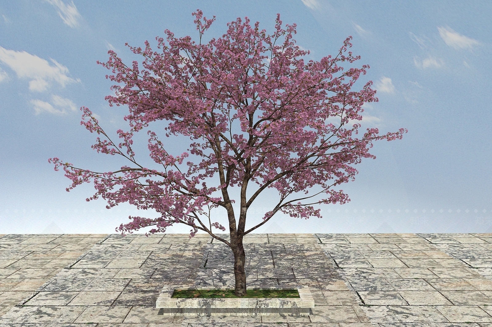现代大树开花植物3D模型下载【ID:1193691276】