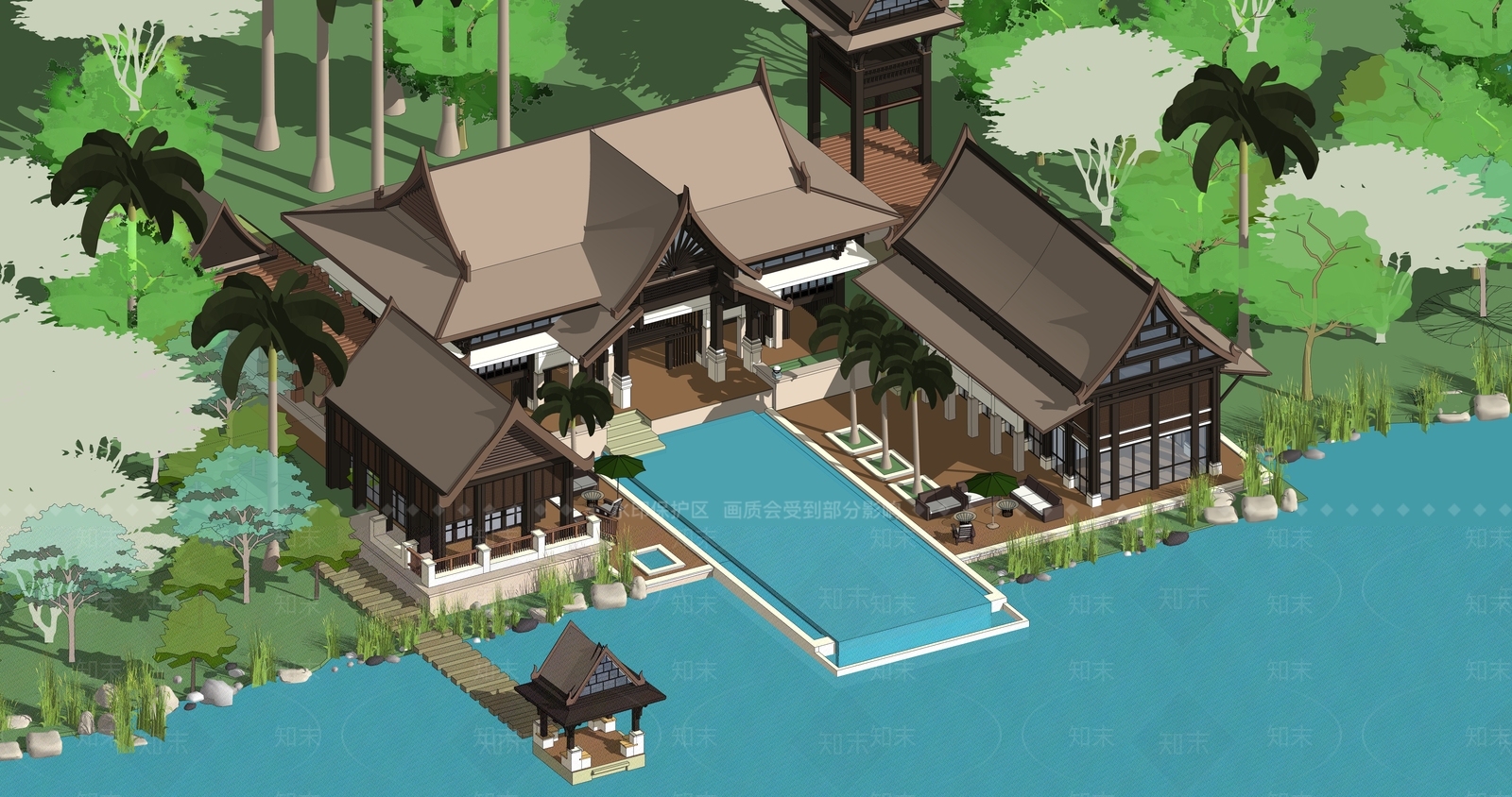 现代酒店建筑SU模型下载【ID:1193691880】