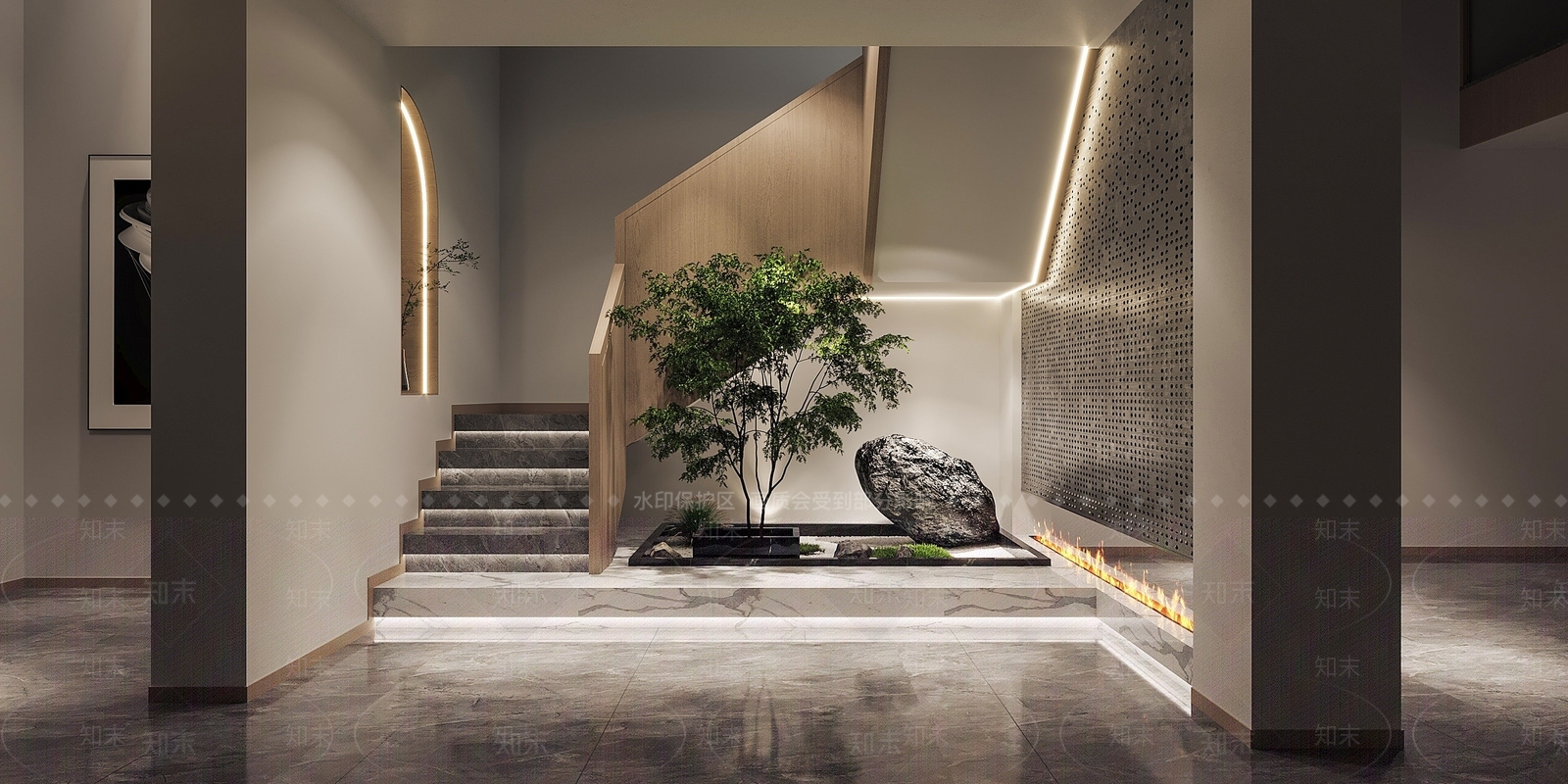 现代楼梯间3D模型下载【ID:1193693101】