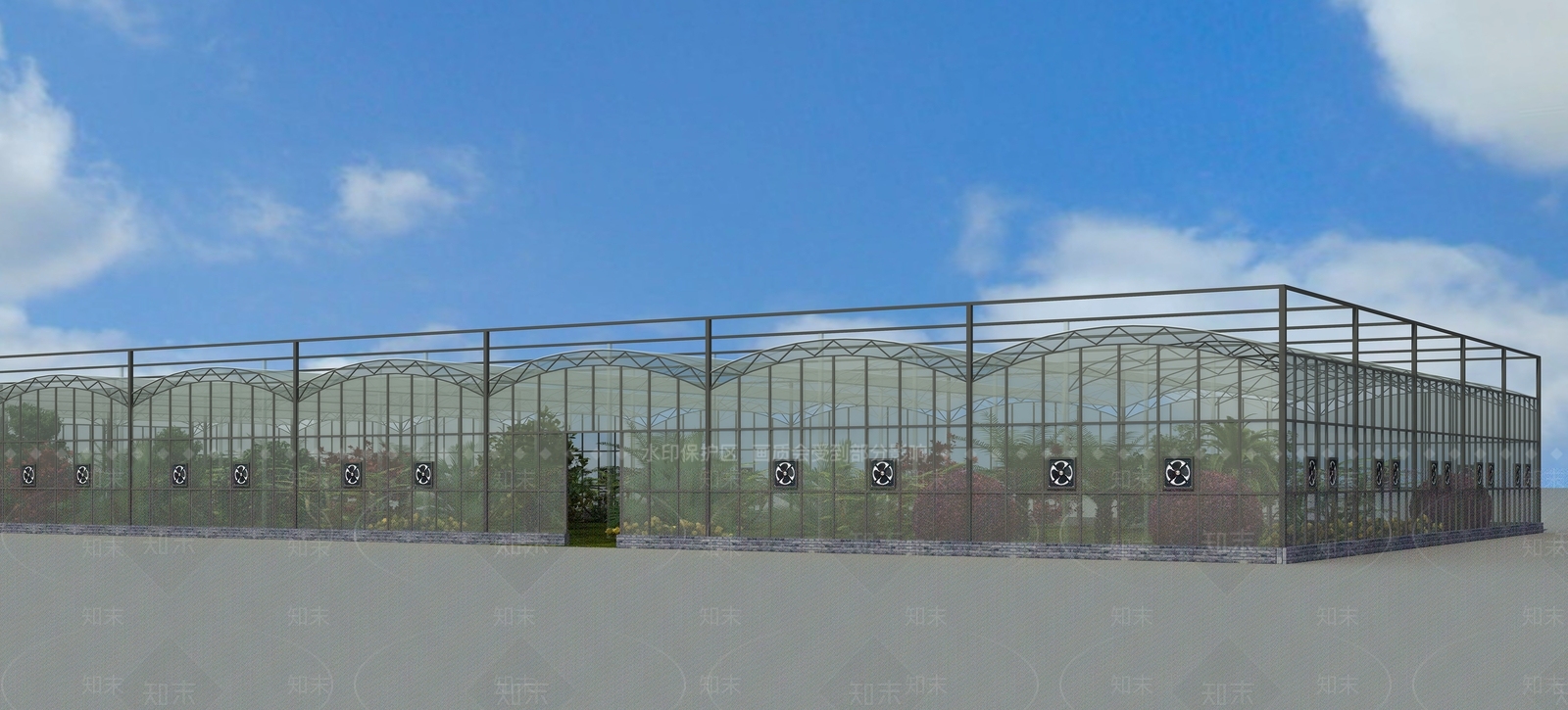 现代温室大棚3D模型下载【ID:1193697381】