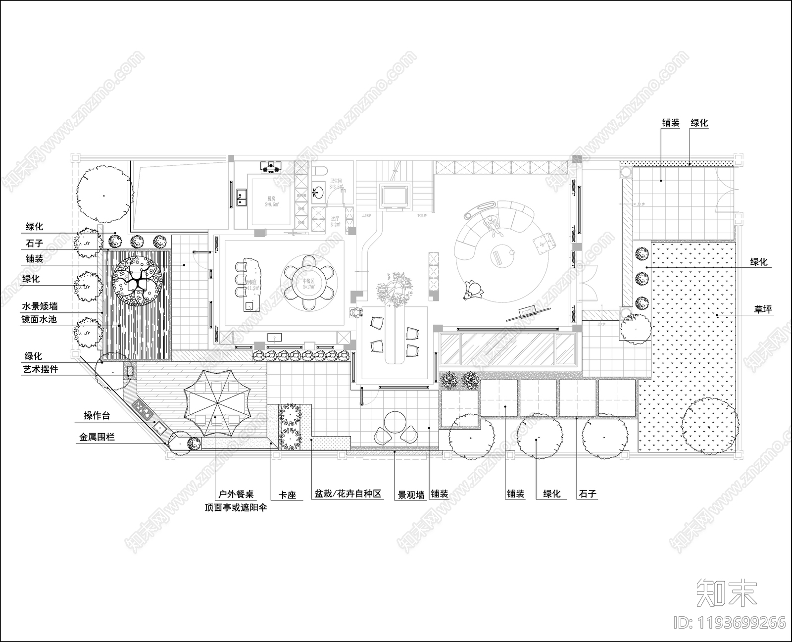 现代简约庭院施工图下载【ID:1193699266】