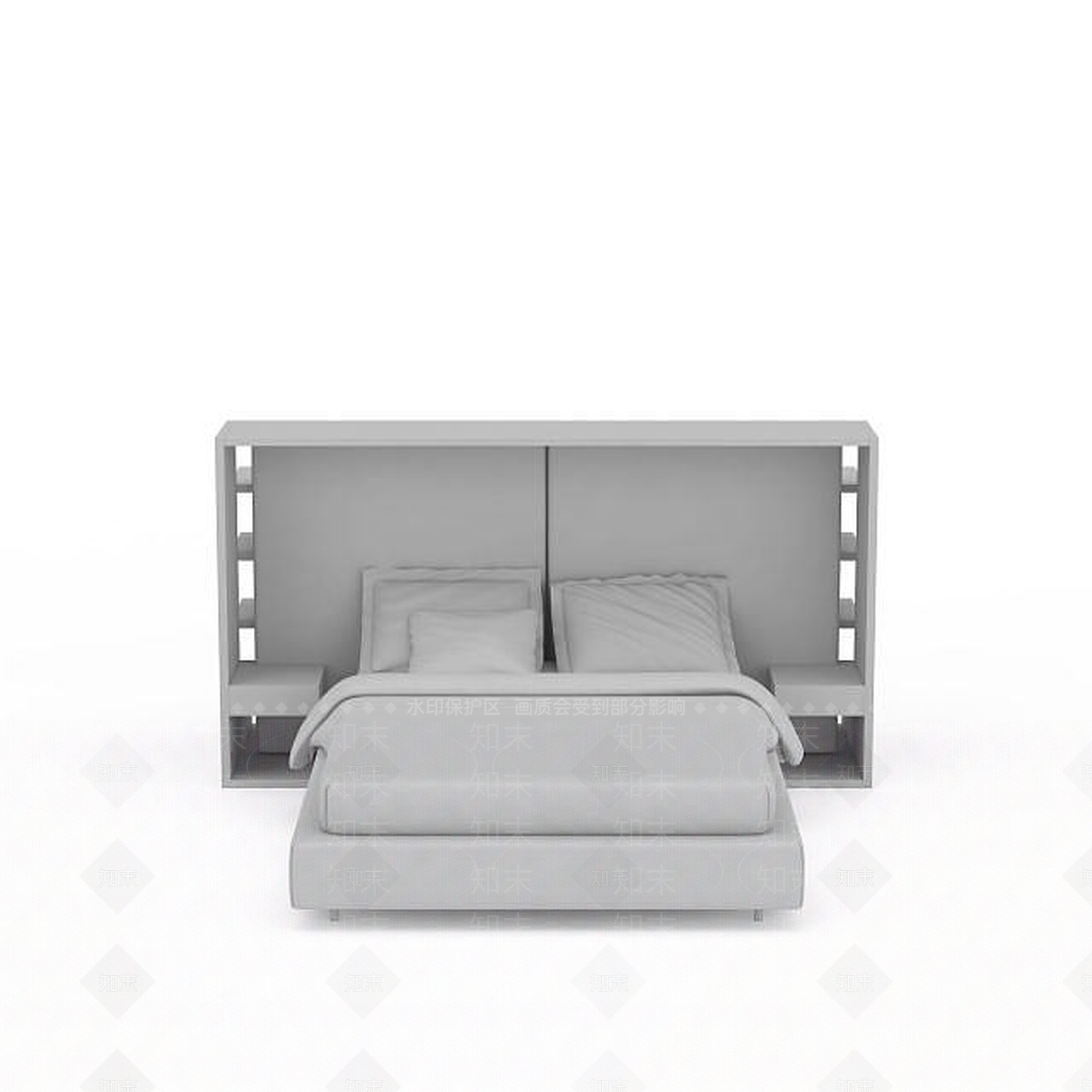 现代双人床3D模型下载【ID:1199051880】