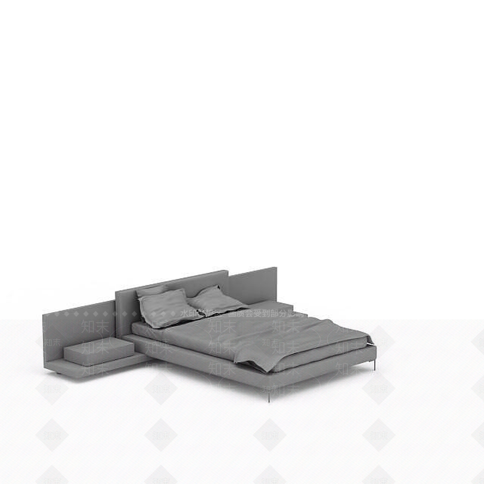现代双人床3D模型下载【ID:1199051705】