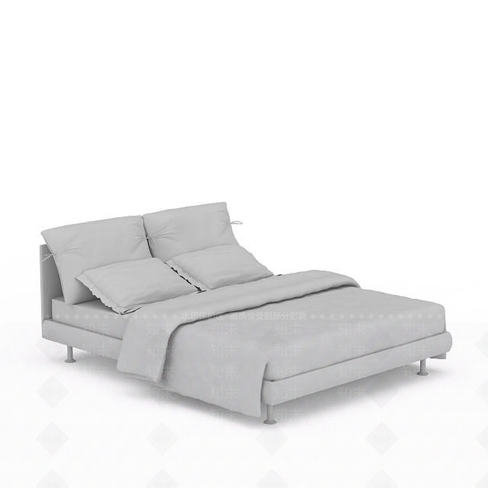 现代双人床3D模型下载【ID:1199059641】