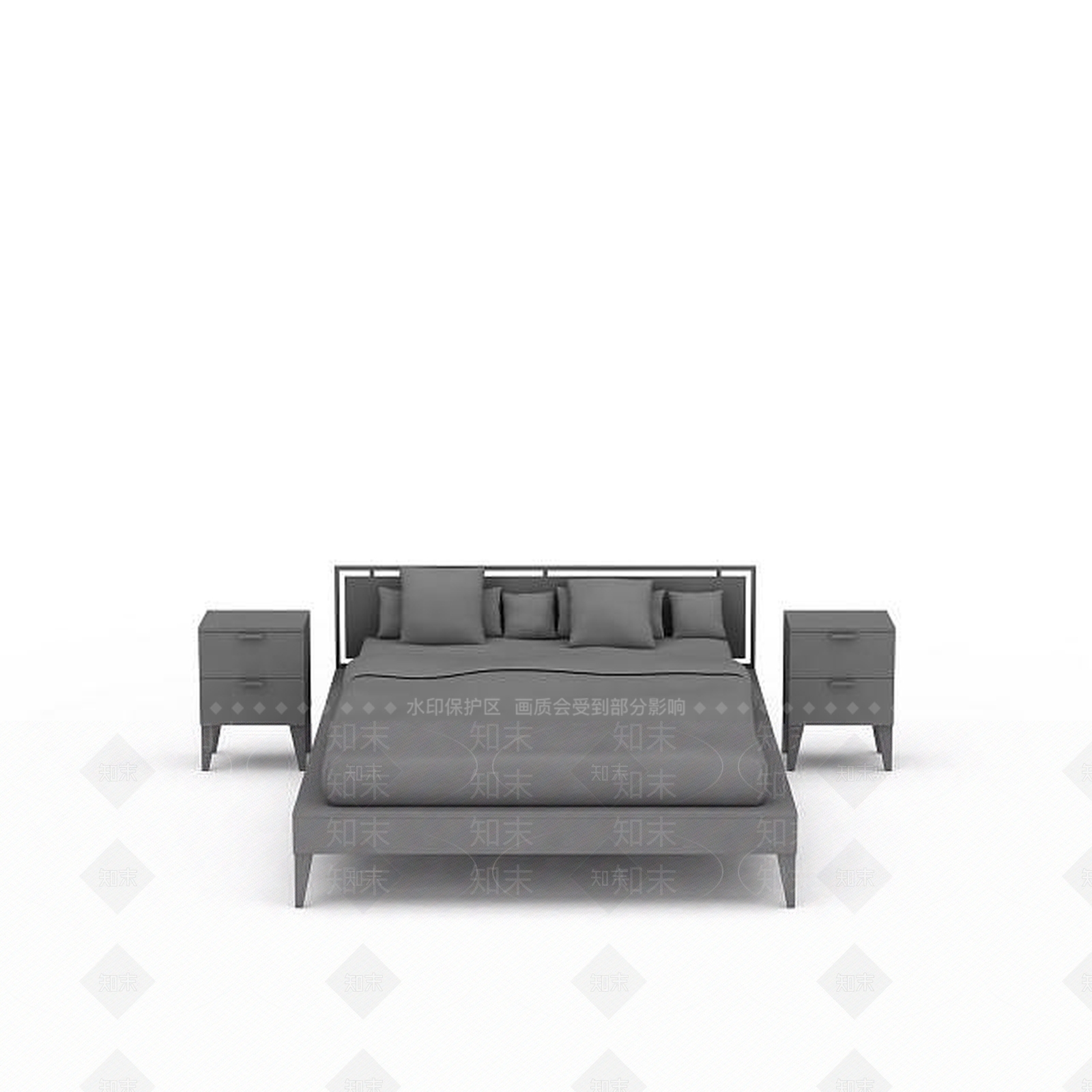 现代双人床3D模型下载【ID:1199051535】