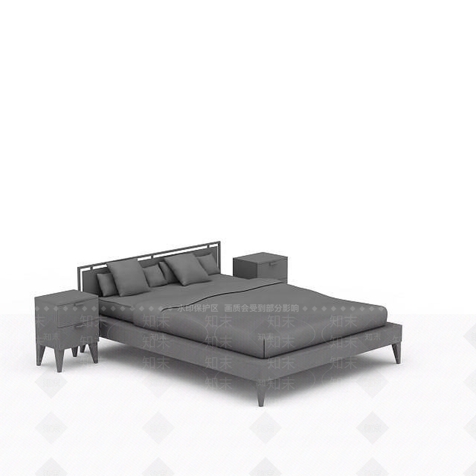 现代双人床3D模型下载【ID:1199051535】