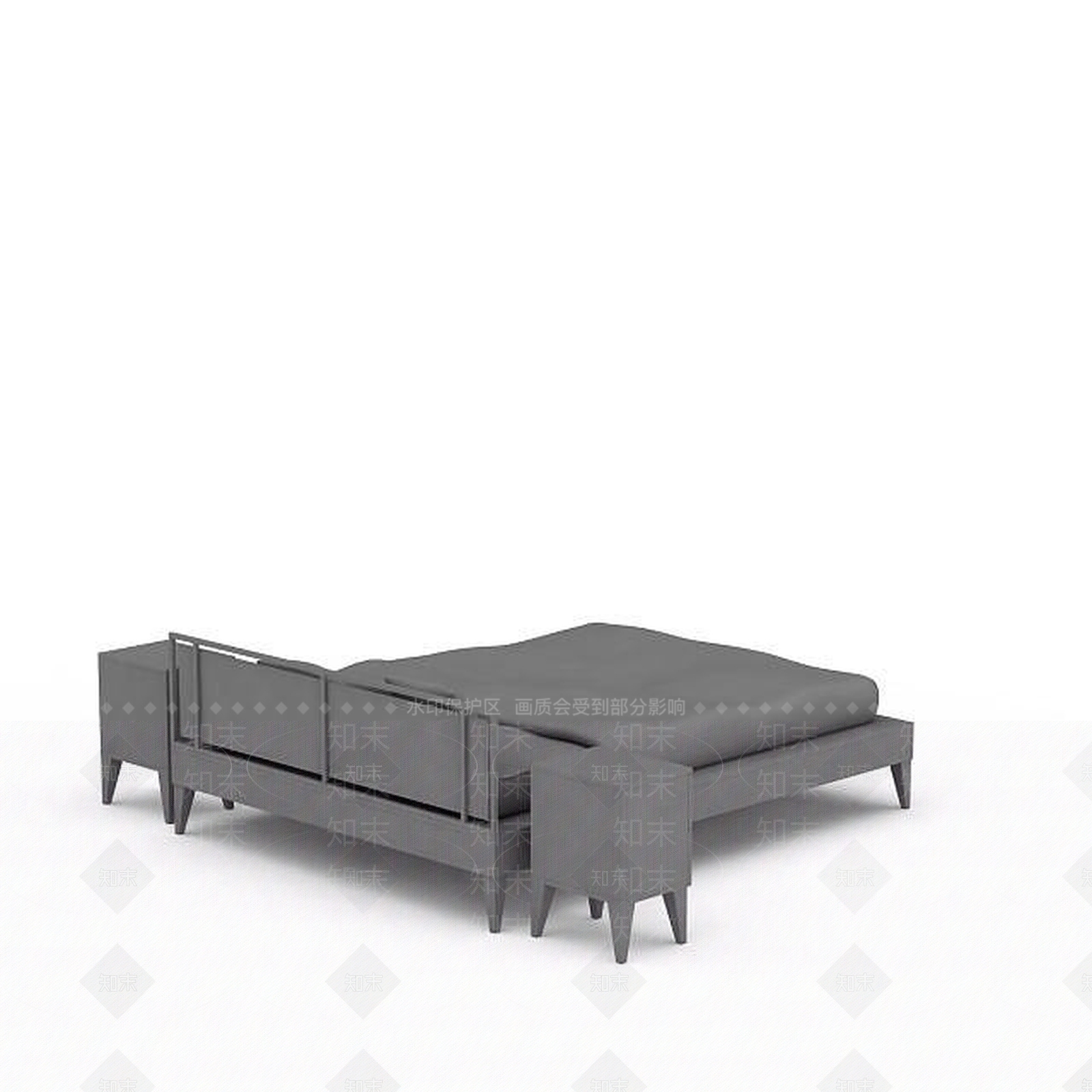 现代双人床3D模型下载【ID:1199051535】
